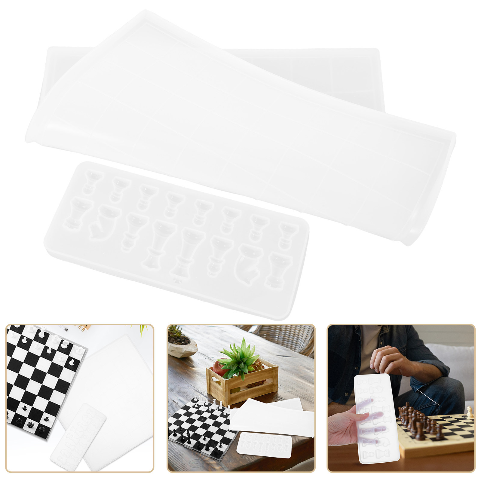 Silicone Chessboard Full Size  - огляд і ціна Silicone Epoxy Resin Molds Set