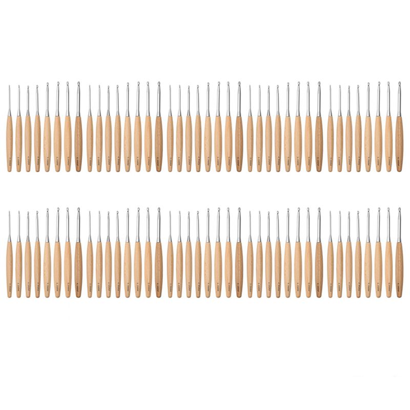 SEWS-80Pcs Wood Crochet Hooks  - огляд і ціна Wooden Crochet Hooks Ergonomic Handle