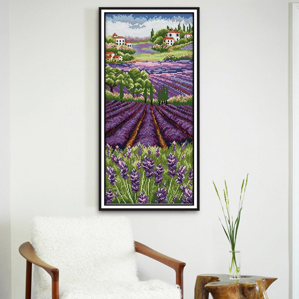 Lavender Flowers Stamped Cross - огляд і ціна Cross Stitch Stamped Kits Beginners
