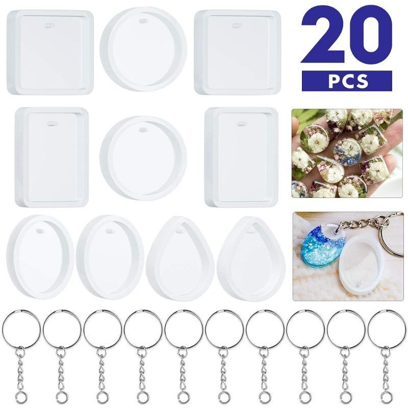 20Pcs Set DIY Keychain Pendant - огляд і ціна Silicone Epoxy Resin Molds Set