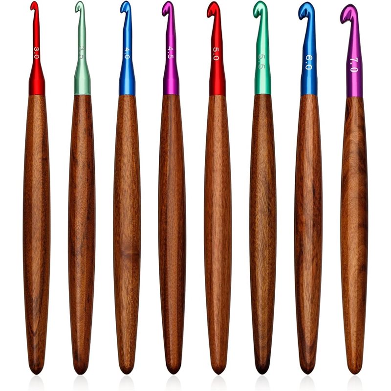 AB34-Aluminum Crochet Hooks Wi - огляд і ціна Wooden Crochet Hooks Ergonomic Handle