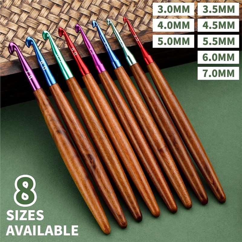 AB34-Aluminum Crochet Hooks Wi - огляд і ціна Wooden Crochet Hooks Ergonomic Handle