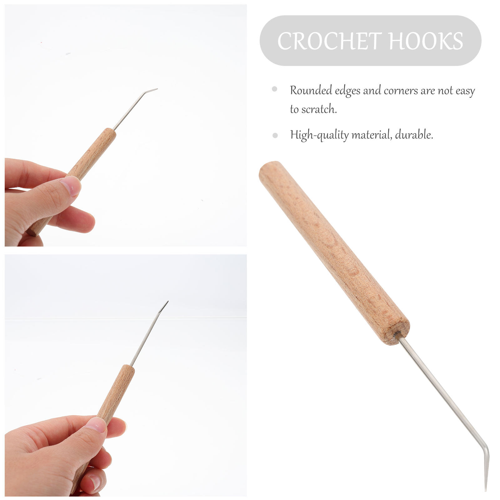 1Pcs Exquisite Wood Handle Cro - огляд і ціна Wooden Crochet Hooks Ergonomic Handle